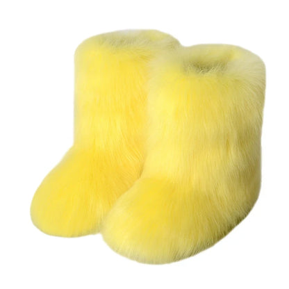 Women's Faux Fur Snow Boots – Fluffy Plush Warm Winter Footwear