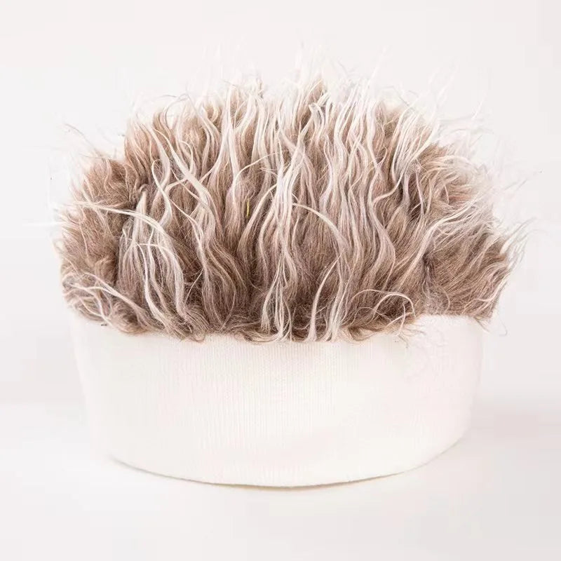 Wig Beanie Hat – Funny Faux Hair Knit Cap for Men & Women
