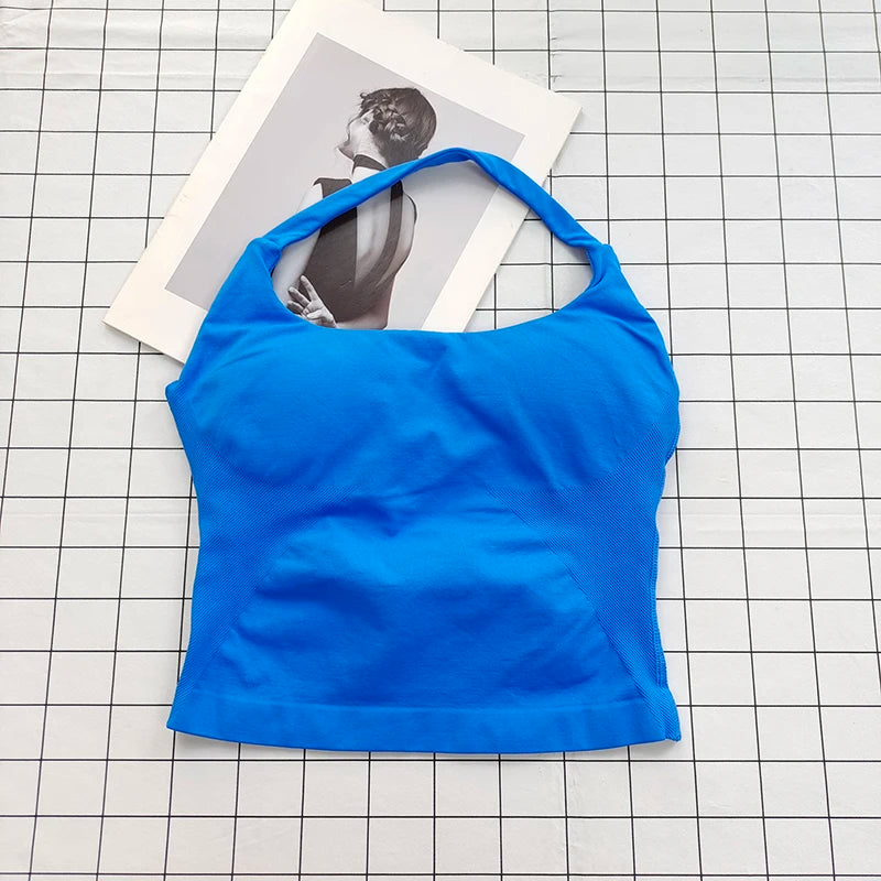Women's Halter Neck Sports Bra Crop Top with Padding