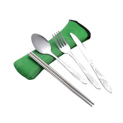 Portable Travel Cutlery Set with Zipper Case