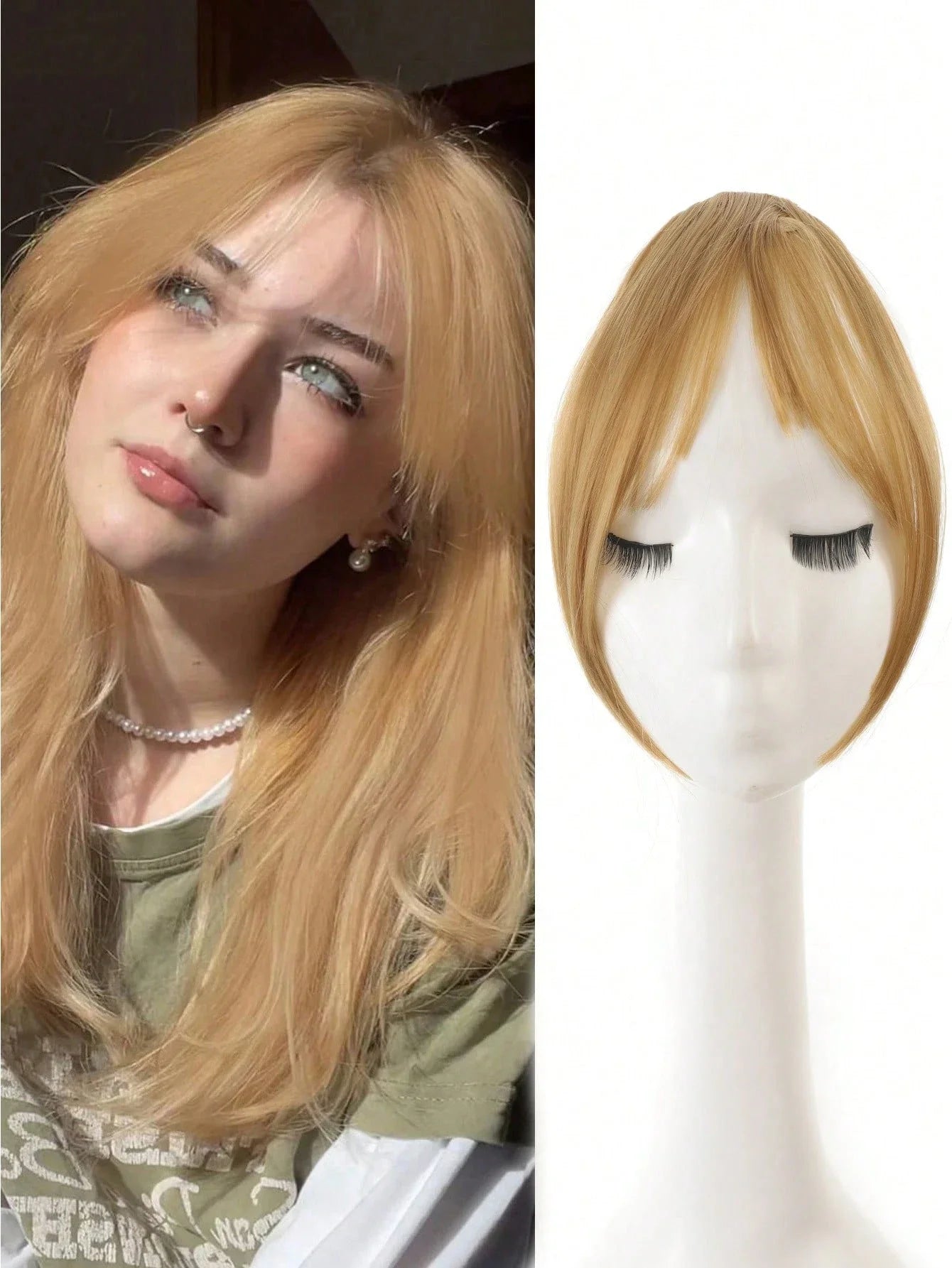 Synthesis Wig Middle-Part Bangs Hair Extensions Clip Forehead Natural Seamless French Oblique