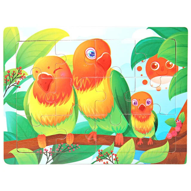 Wooden Cartoon Animal Puzzle for Kids – 30 Pieces Montessori Toy