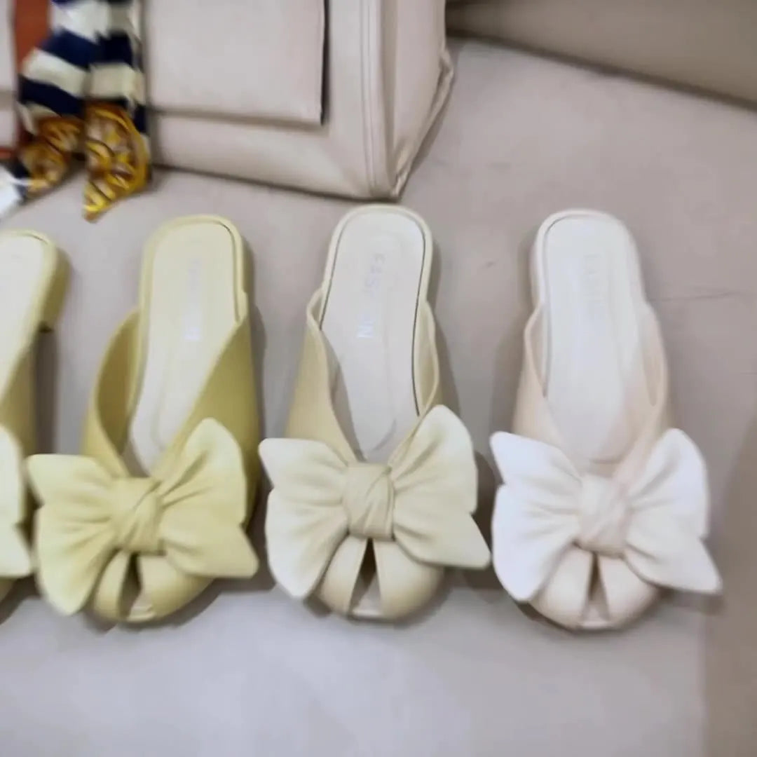 Women's Bow Flat Mules – Slip-On Summer Sandals