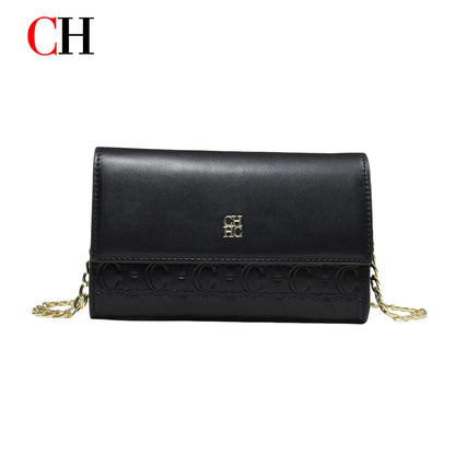 Women's Chain Crossbody Bag – Letter Print PU Leather Flap Shoulder Purse