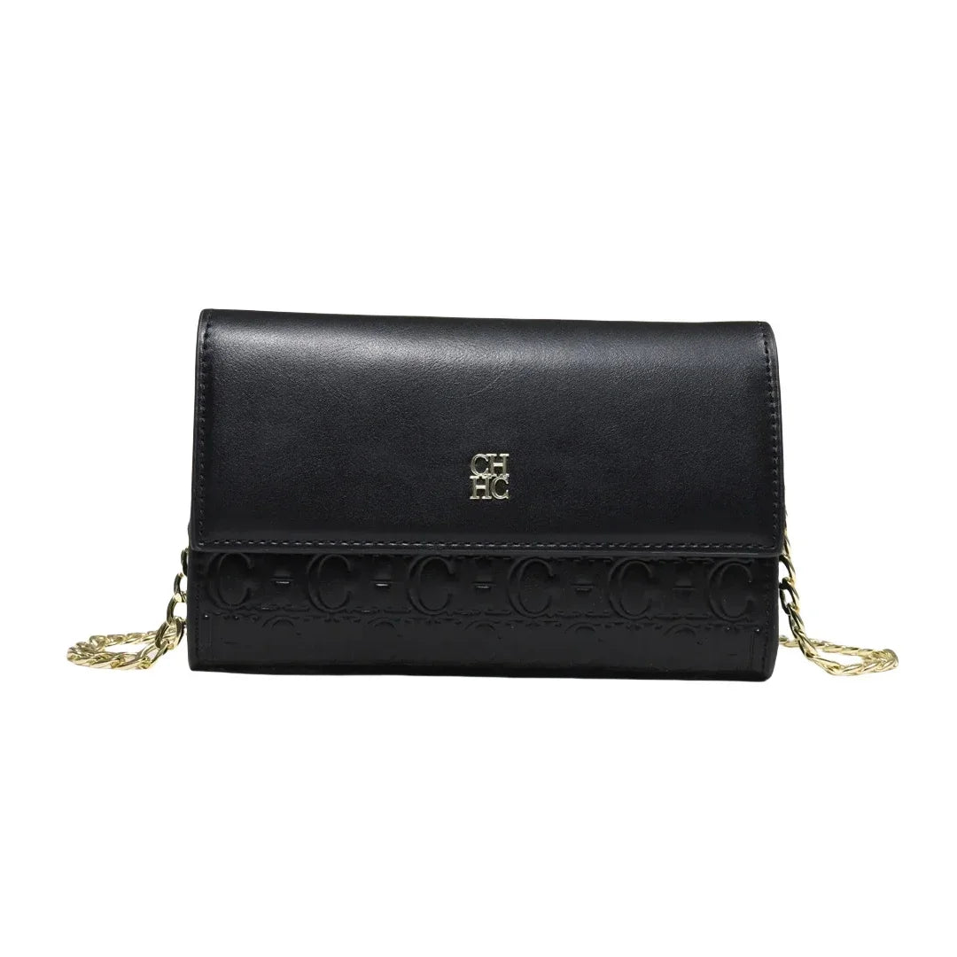 Women's Chain Crossbody Bag – Letter Print PU Leather Flap Shoulder Purse