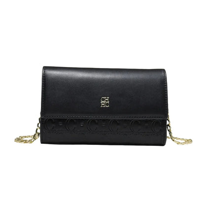 Women's Chain Crossbody Bag – Letter Print PU Leather Flap Shoulder Purse