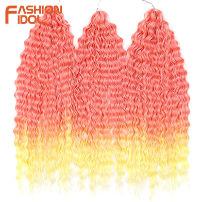 Idol 300g 22 Inch Ariel Curl Hair Water Wave Twist Crochet Synthetic Ombre Rainbow Color Braiding