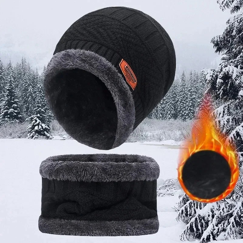 Winter Knit Beanie & Fleece Neck Warmer Set – Unisex