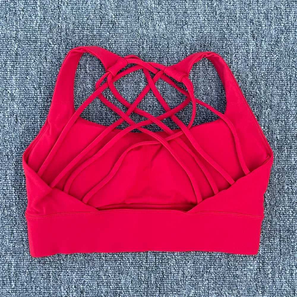 Women's Push-Up Sports Bra – Cross Back Shockproof Gym & Yoga Bra