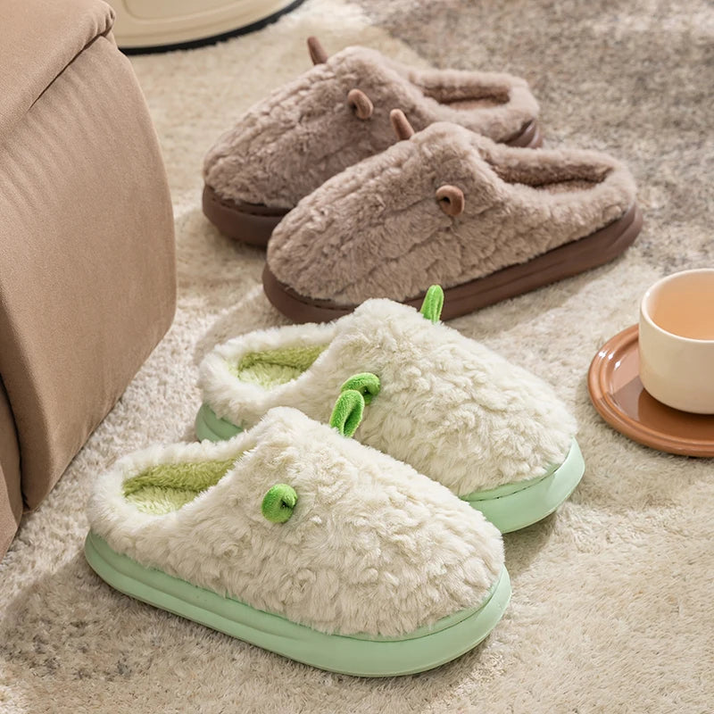Women S Winter Warm Cute Cartoon Slippers Closed Toe Non Slip Furry House Shoes Men Indoor Bedroom