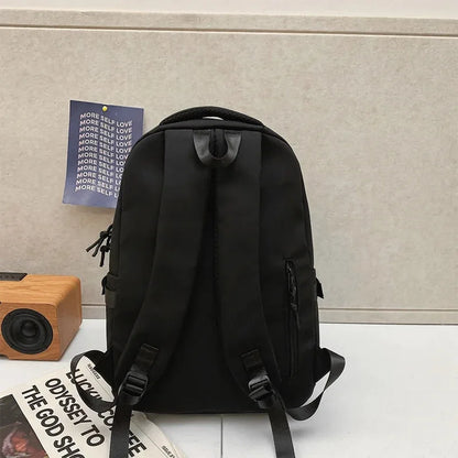 Large Capacity Student Backpack – Solid Color Travel School Bag