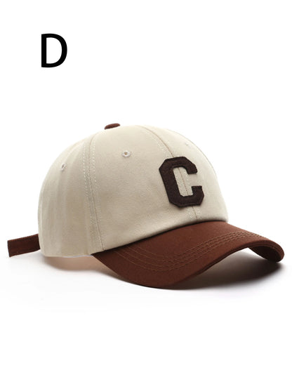 Embroidered Letter C Baseball Cap – Retro Cotton Hat for Men & Women