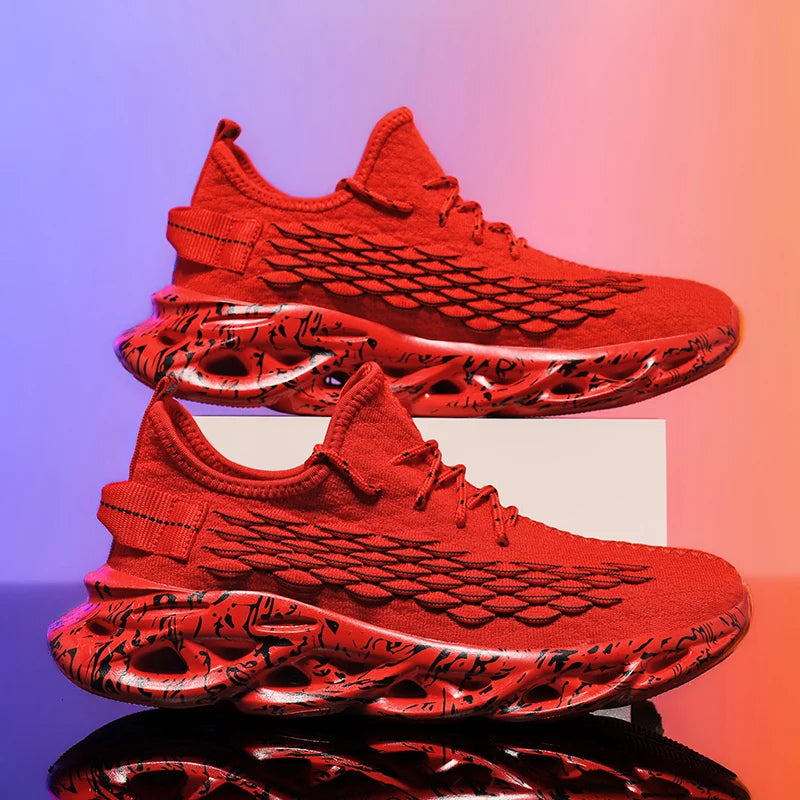 Men's Blade Sole Running Sneakers – Breathable Knit Luxury Trainer