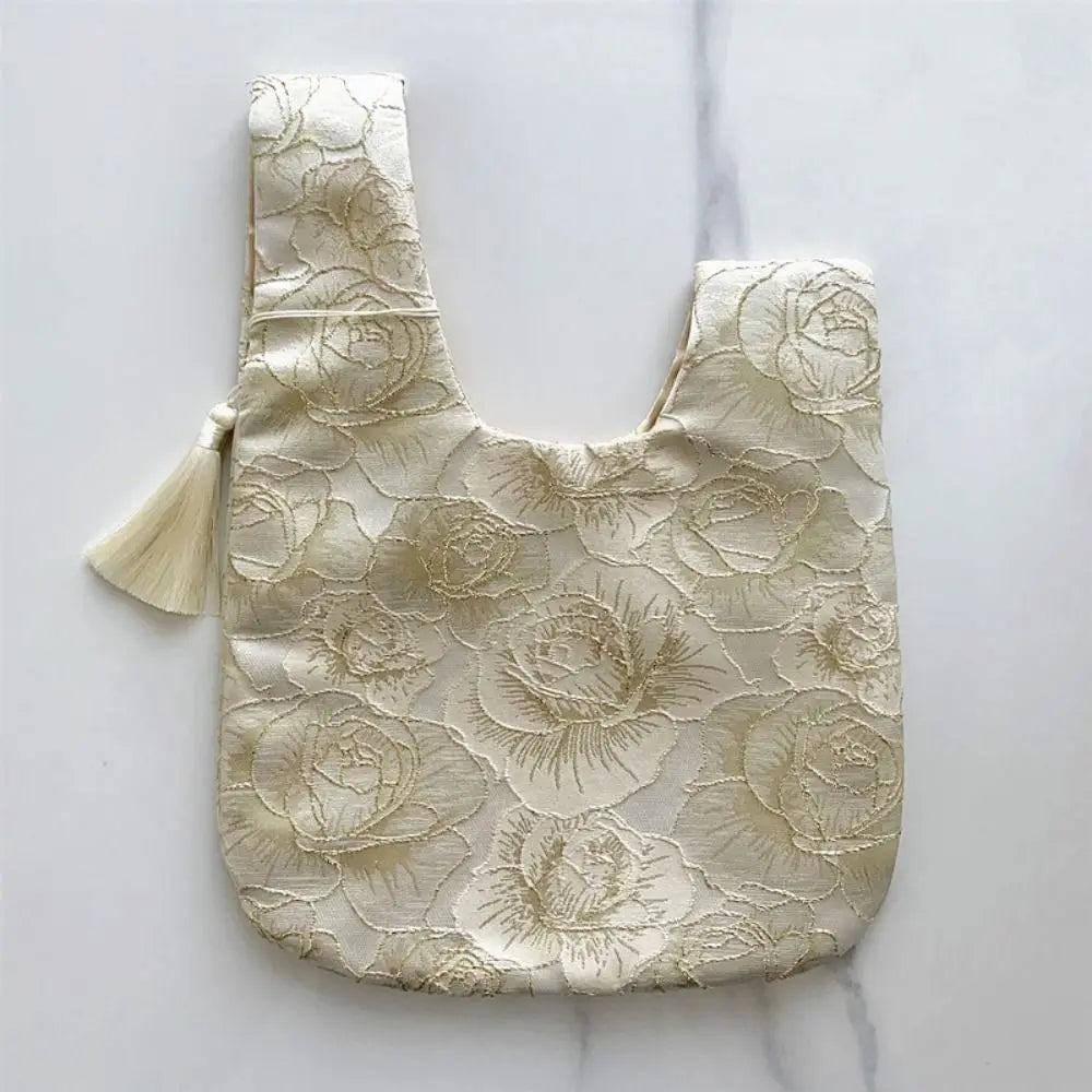 Chinese Style Embroidered Wrist Bag with Tassel Pendant
