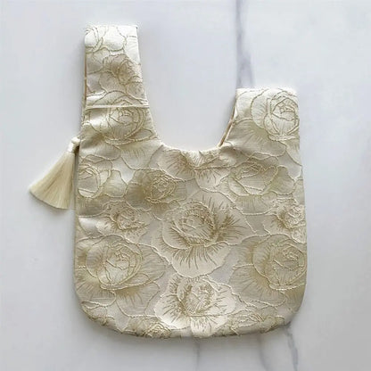Chinese Style Embroidered Wrist Bag with Tassel Pendant