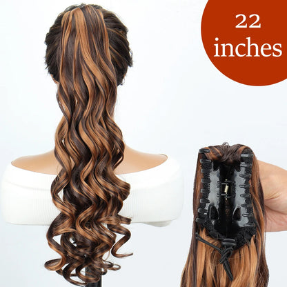 Synthetic Long Straight Claw Clip Ponytail Hair Extensions 24inch Heat Resistant Pony Tail Piece