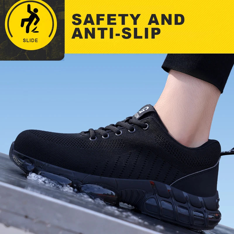 Steel Toe Safety Shoes Breathable Non-Slip Work Sneakers for Men and Women