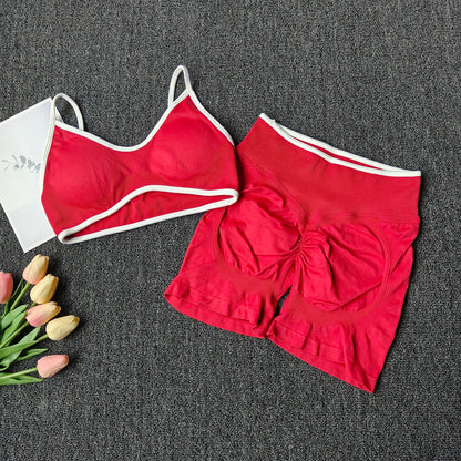 Seamless Yoga Set Women 2-Piece Sports Bra & Booty Shorts