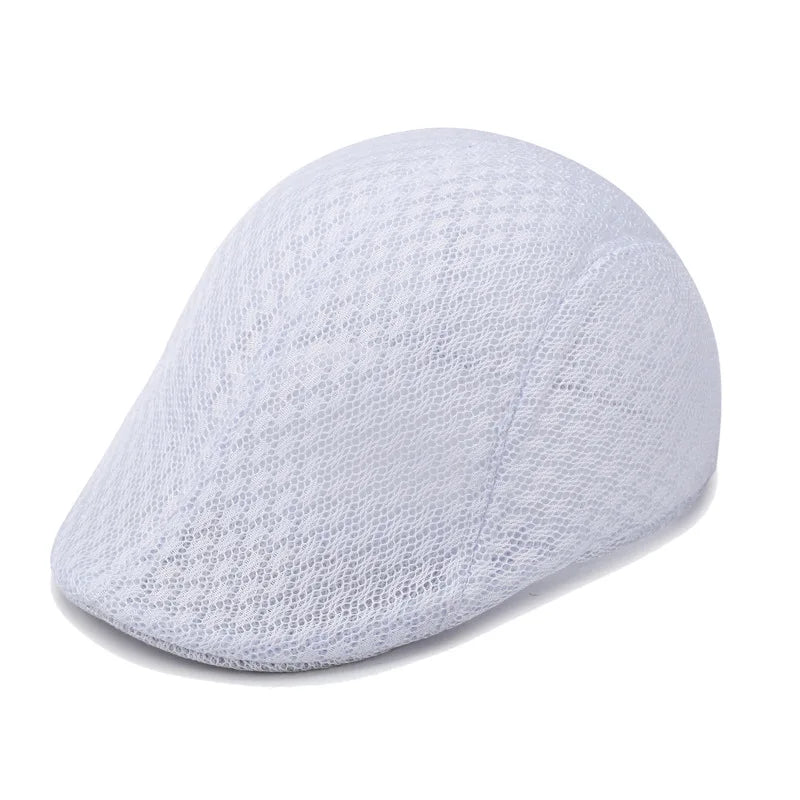 Mesh Beret Flat Cap – Unisex Breathable Newsboy Hat