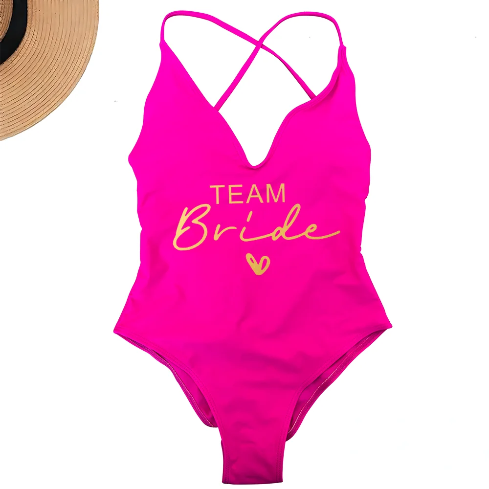 Team Bride One-Piece Swimsuit – Padded Bachelorette Bathing Suit