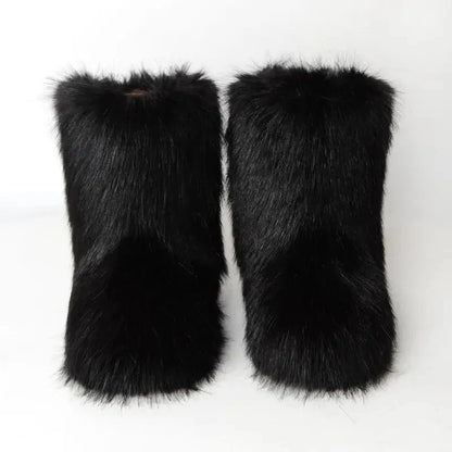 Faux Fur Snow Boots for Women – Fluffy Plush Winter Footwear