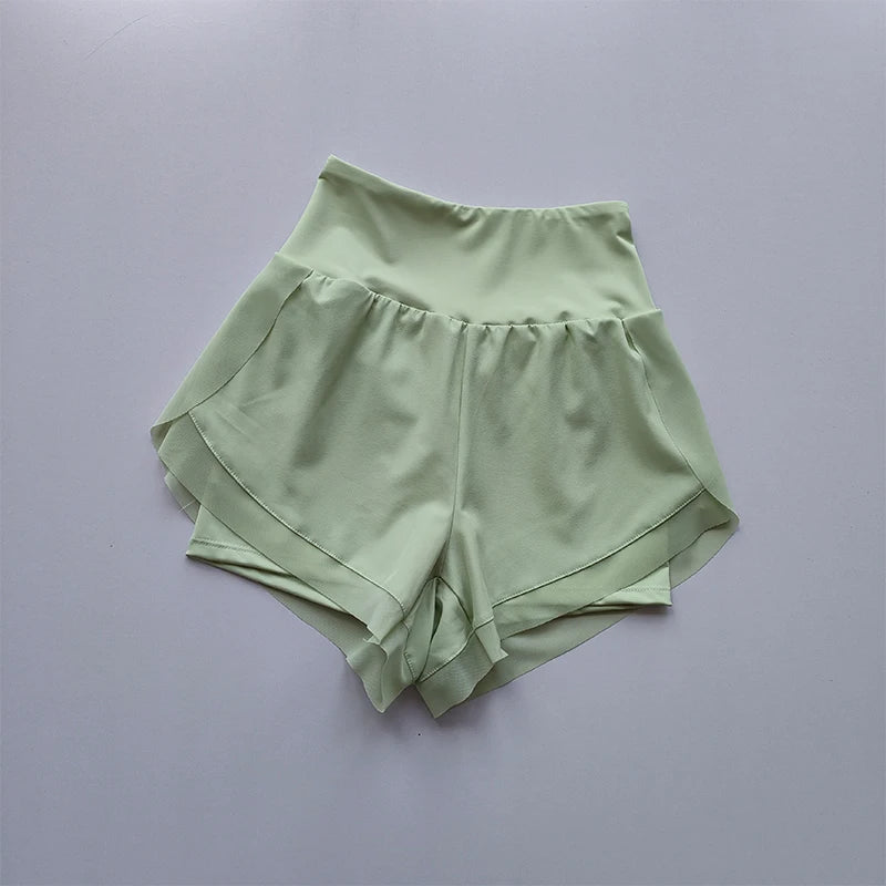 Women's High-Waist Sports Shorts – Double Layer Quick-Dry