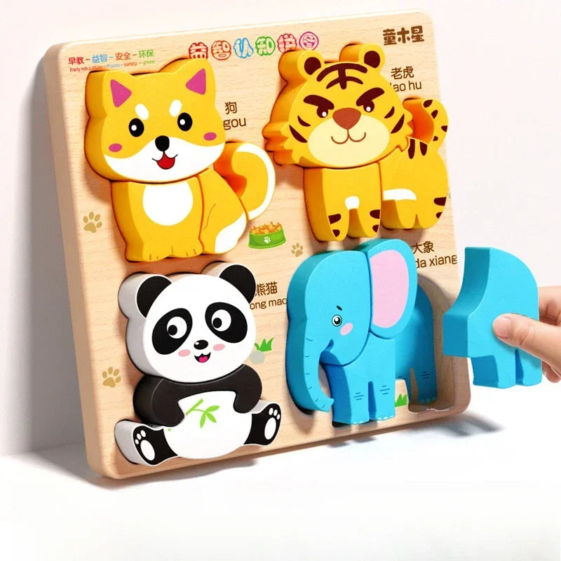 Montessori 3D Wooden Animal Puzzle for Kids