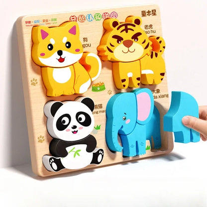 Montessori 3D Wooden Animal Puzzle for Kids
