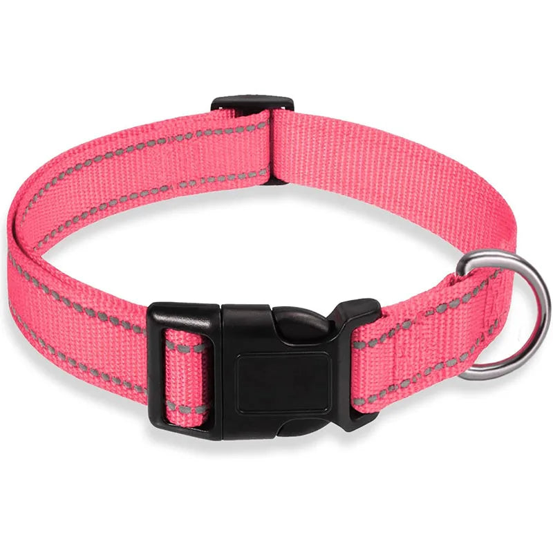 Reflective Dog Collar – Adjustable Nylon Safety Collar for Dogs