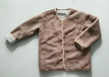 Kids Reversible Plush Plaid Jacket – Warm Winter Coat