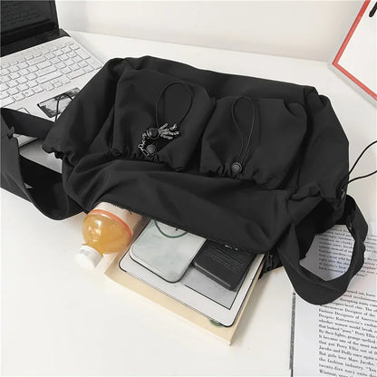 Crossbody Bag with Drawstring & Zipper Closure