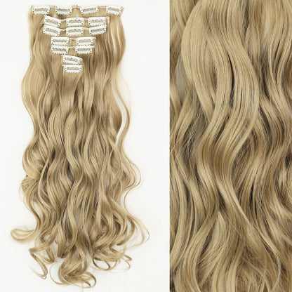 Clip-In Hair Extensions 7pcs 16 Clips Wavy Synthetic 24 Inch