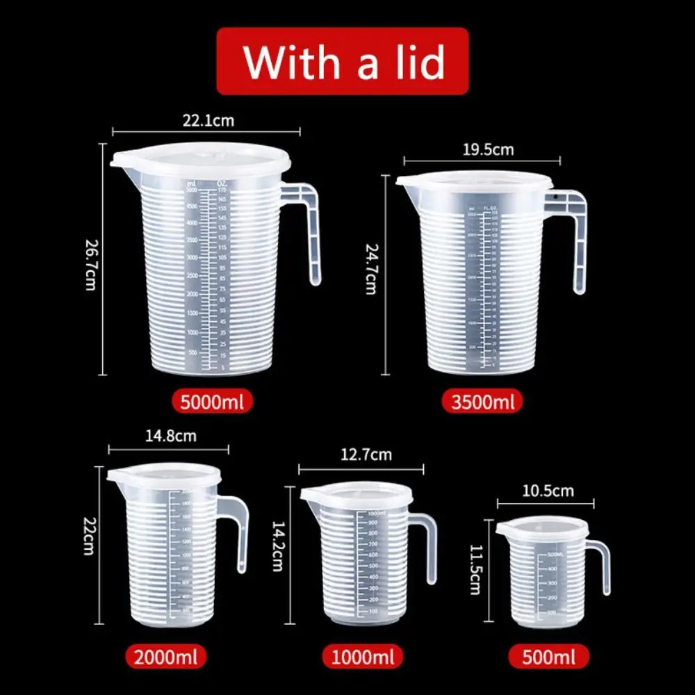 1pc Clear Graduated Measuring Cup Scale Plastic Transparent Mixing Large Capacity Lid Laboratory