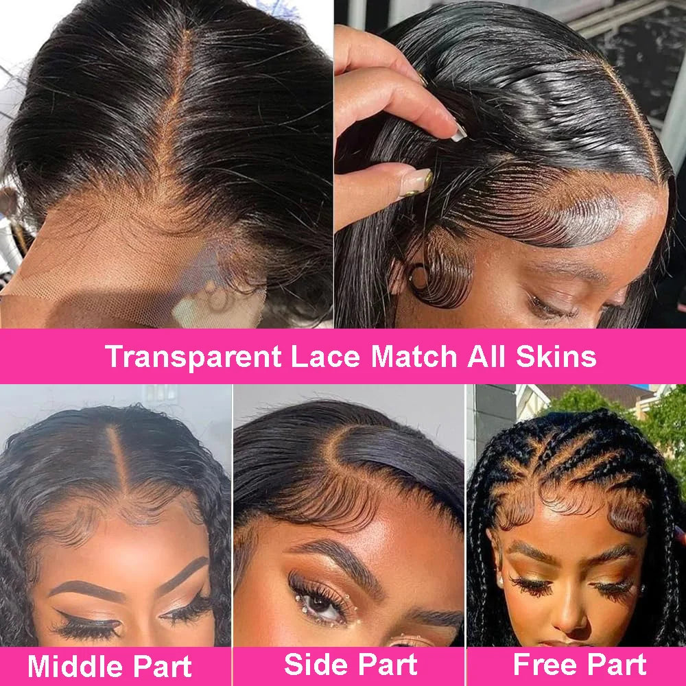 Bob Wig Human Hair 13x4 Transparent Lace Front Wigs Super Double Drawn Black Women Deep Wave Curly