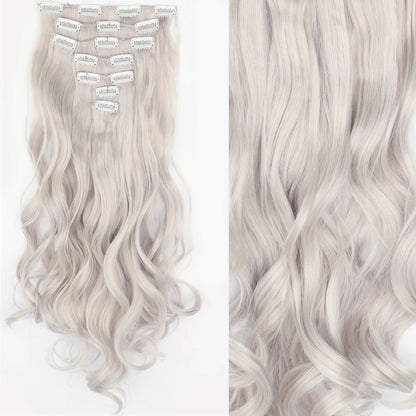 Clip-In Hair Extensions 7pcs 16 Clips Wavy Synthetic 24 Inch