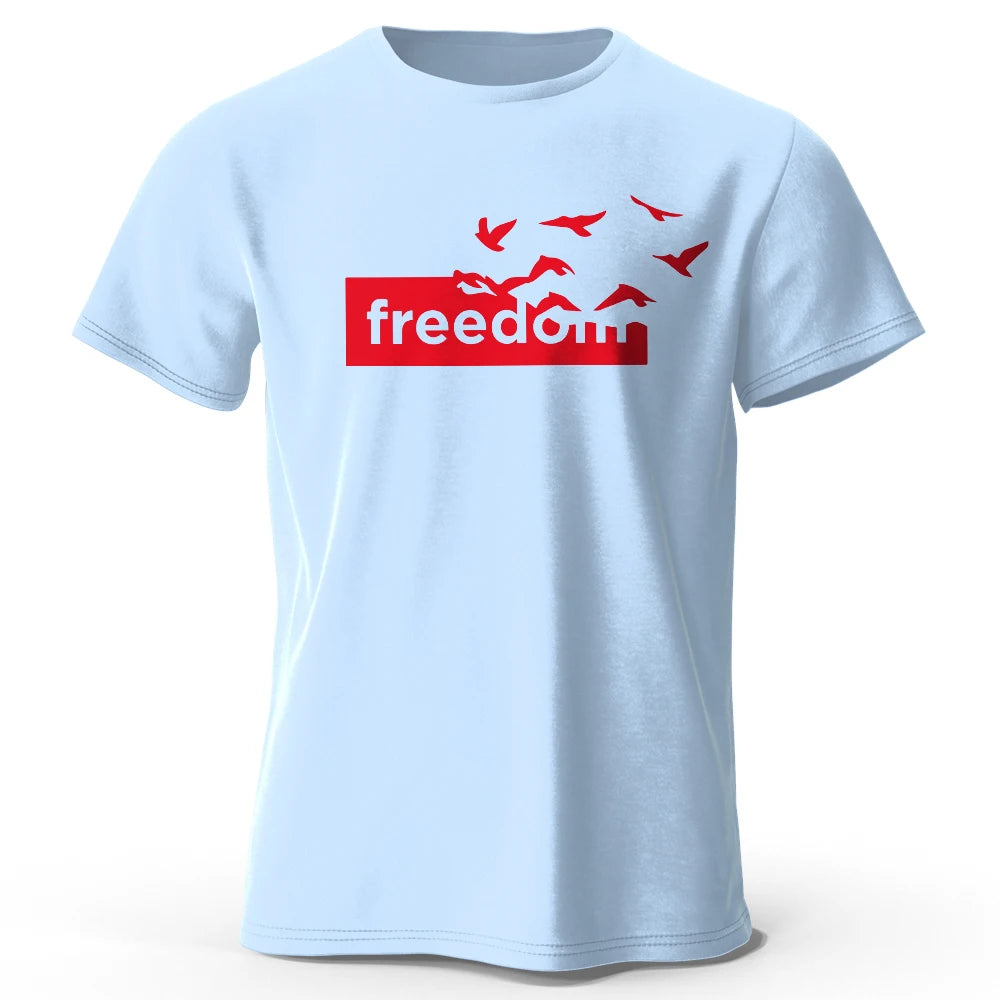 Freedom Letter Graphic T Shirt Oversized Cotton Tee