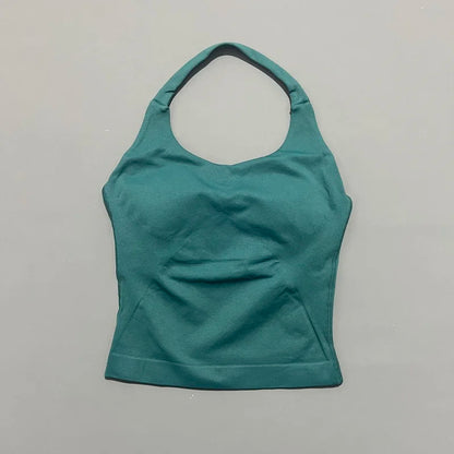 Seamless Halter Longline Sports Tank Top for Women – Gym Yoga Workout