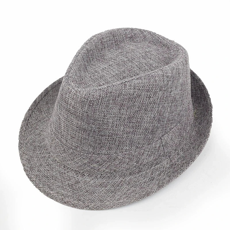 Linen Fedora Sun Hat – Unisex Summer Beach Jazz Cap