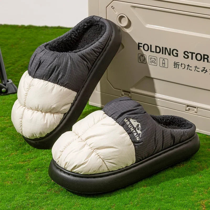 Long Plush Thick Warm Winter Slippers Women Waterproof Down Outdoor Unisex Mix Color Non Slip Cotton