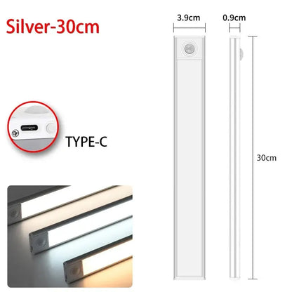 Led Motion Sensor Light Night Wireless Usb Under Cabinet Kitchen Bedroom Wardrobe Indoor Lighting