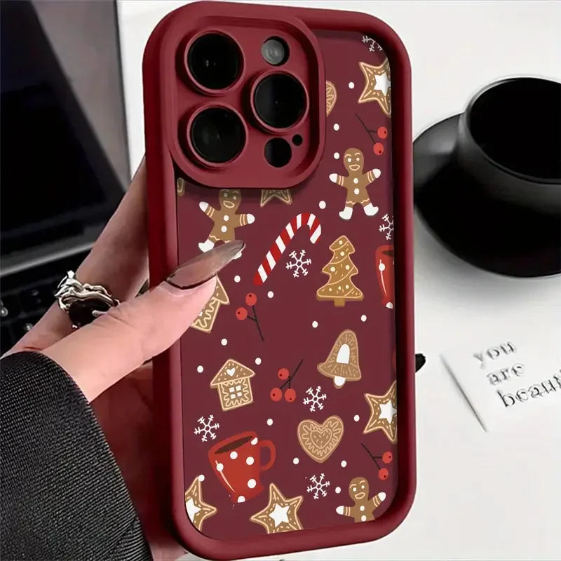Cute Christmas Theme Pattern Phone Case Iphone 17 16 15 14 13 12 11 Pro Max Xs X 7 8 Plus Se 2022
