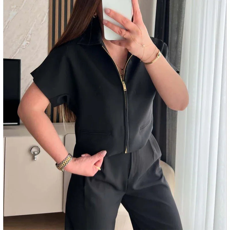 Women's Cropped Short Sleeve Zip-Up Jacket – Summer Varsity Coat