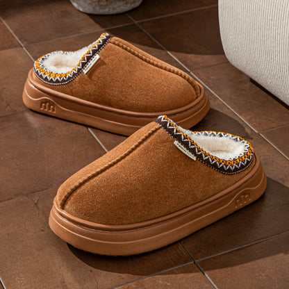 Fuzzy Fur Slipper Boots Women Men Winter Warm Anti-Slip