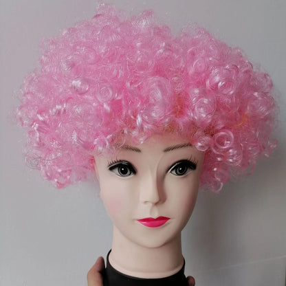Women Curly Cosplay Wig Short Wavy Hair Colorful Synthetic Daily Party Men Football Fan Wearing Kids