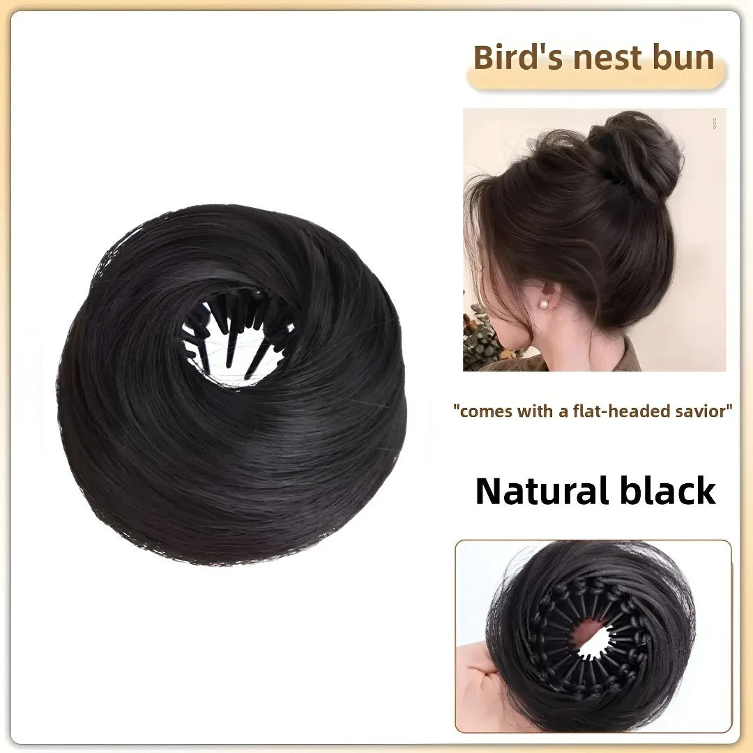 Magic Synthetic Hair Bun Circle Elastic Clips Bird S Nest Shaped Retractable Hairpieces Fashionable