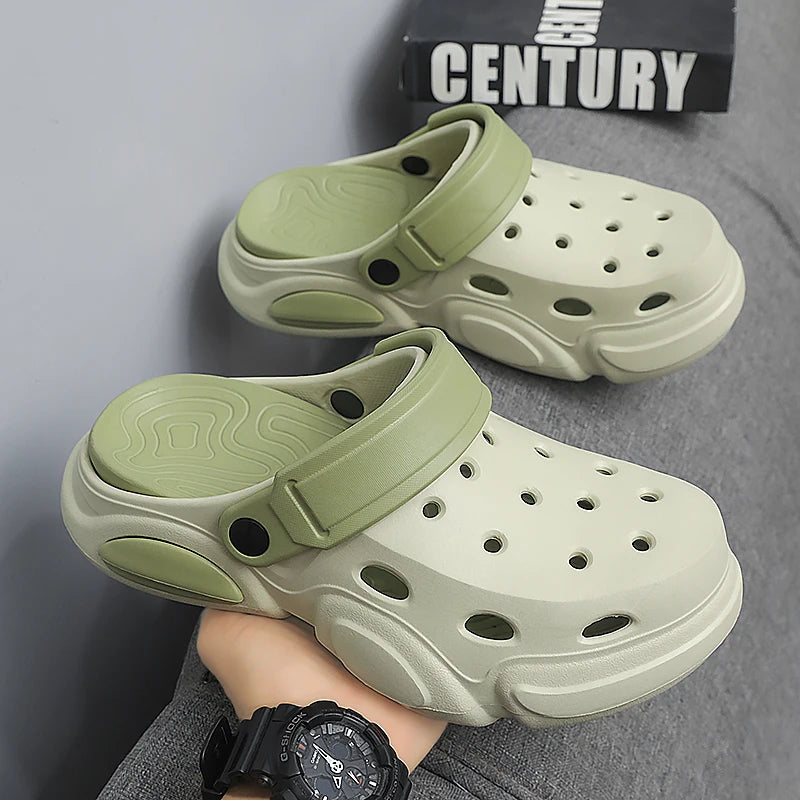 Men's Thick-Sole Clog Sandals – Non-Slip Breathable Beach Slippers