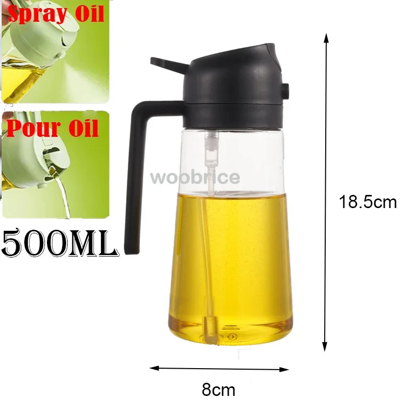 2-in-1 Oil Spray & Pour Bottle with Auto Lid – 500ml