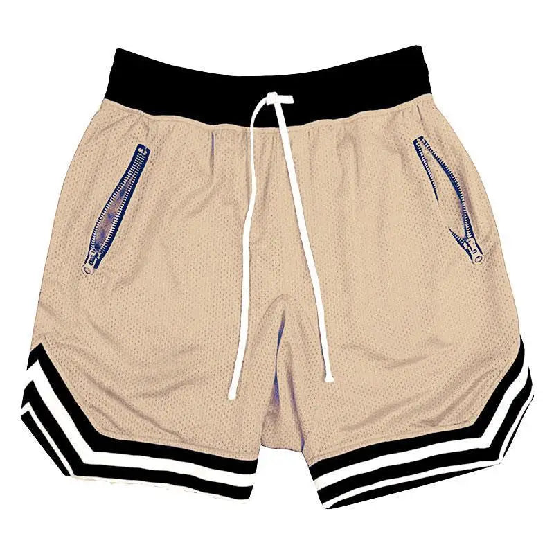 Men's Mesh Basketball Shorts with Zip Pockets & Drawstring