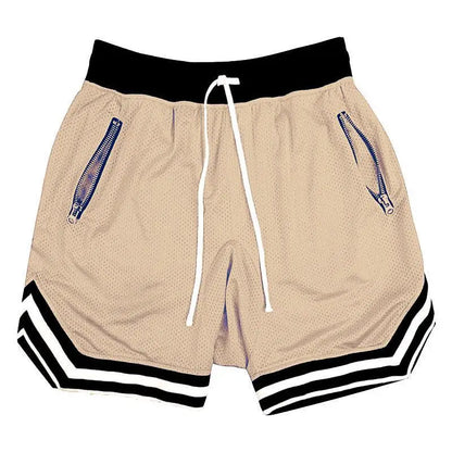 Men's Mesh Basketball Shorts with Zip Pockets & Drawstring