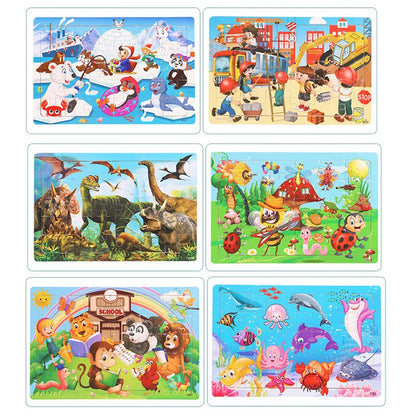 Wooden Cartoon Animal Puzzle for Kids – 30 Pieces Montessori Toy